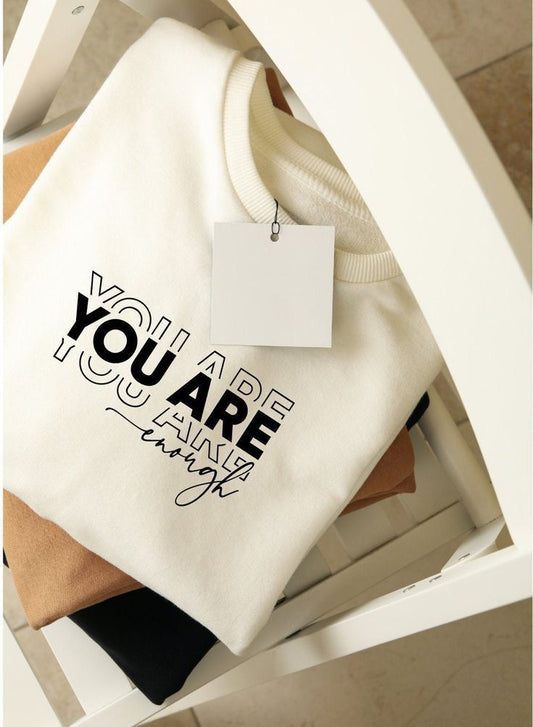 You are enough slogan white sweater